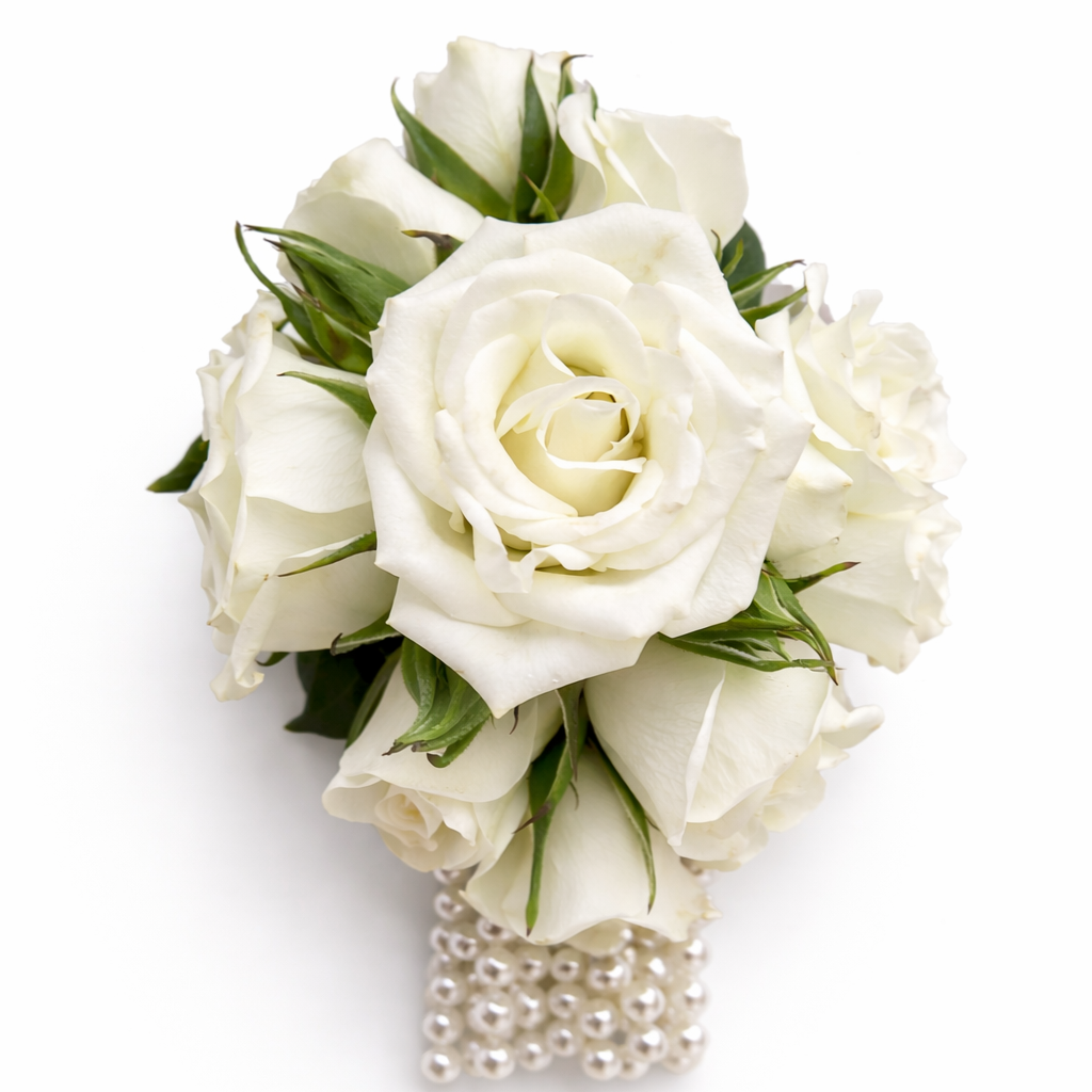 White Corsage - Seasonal Greenery