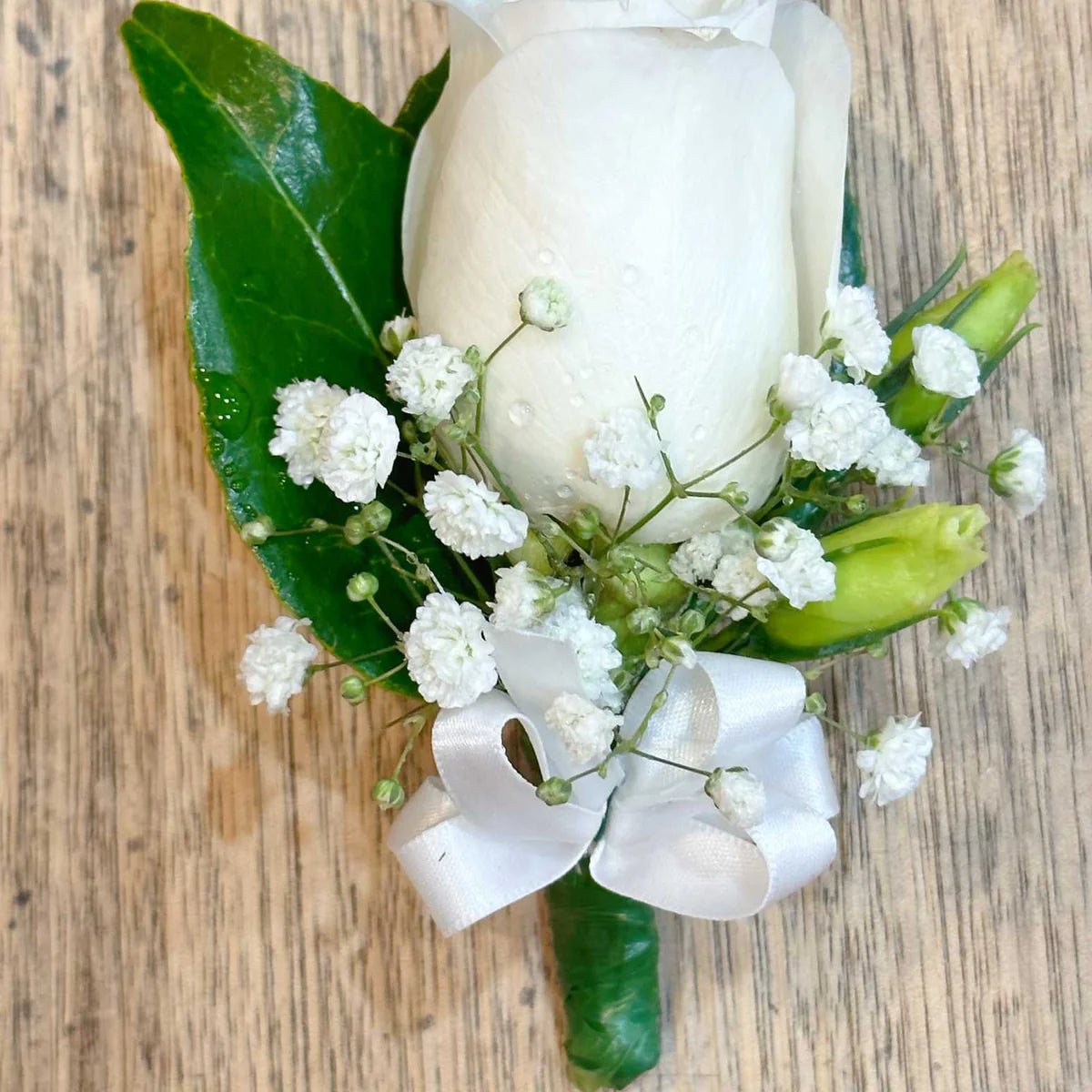 Snow Puff Corsage & Buttonhole
