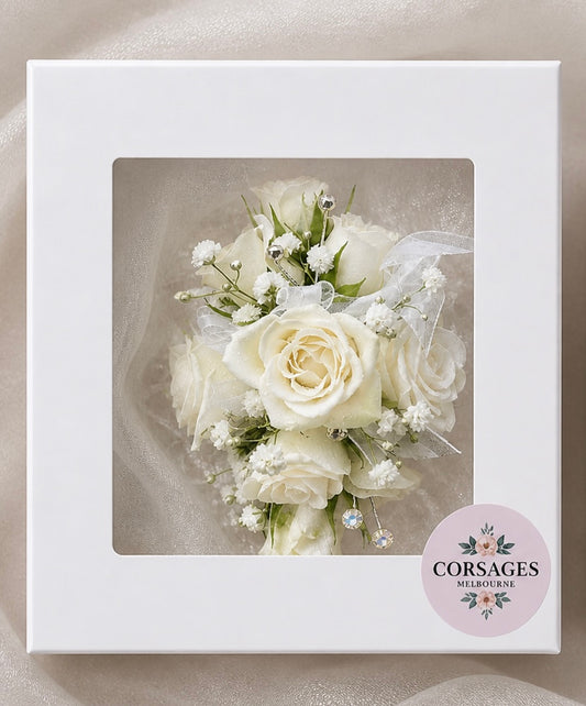 Signature White Rose Wrist Corsage