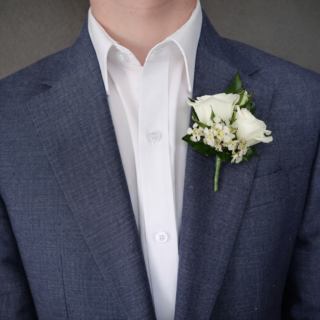 White Buttonhole (Boutonnière) – Wax Flower