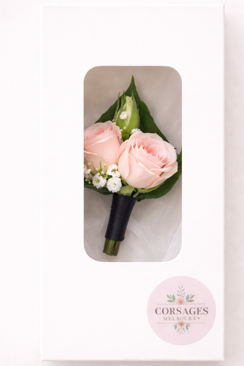 Blush Rose Buttonhole (Boutonnière)