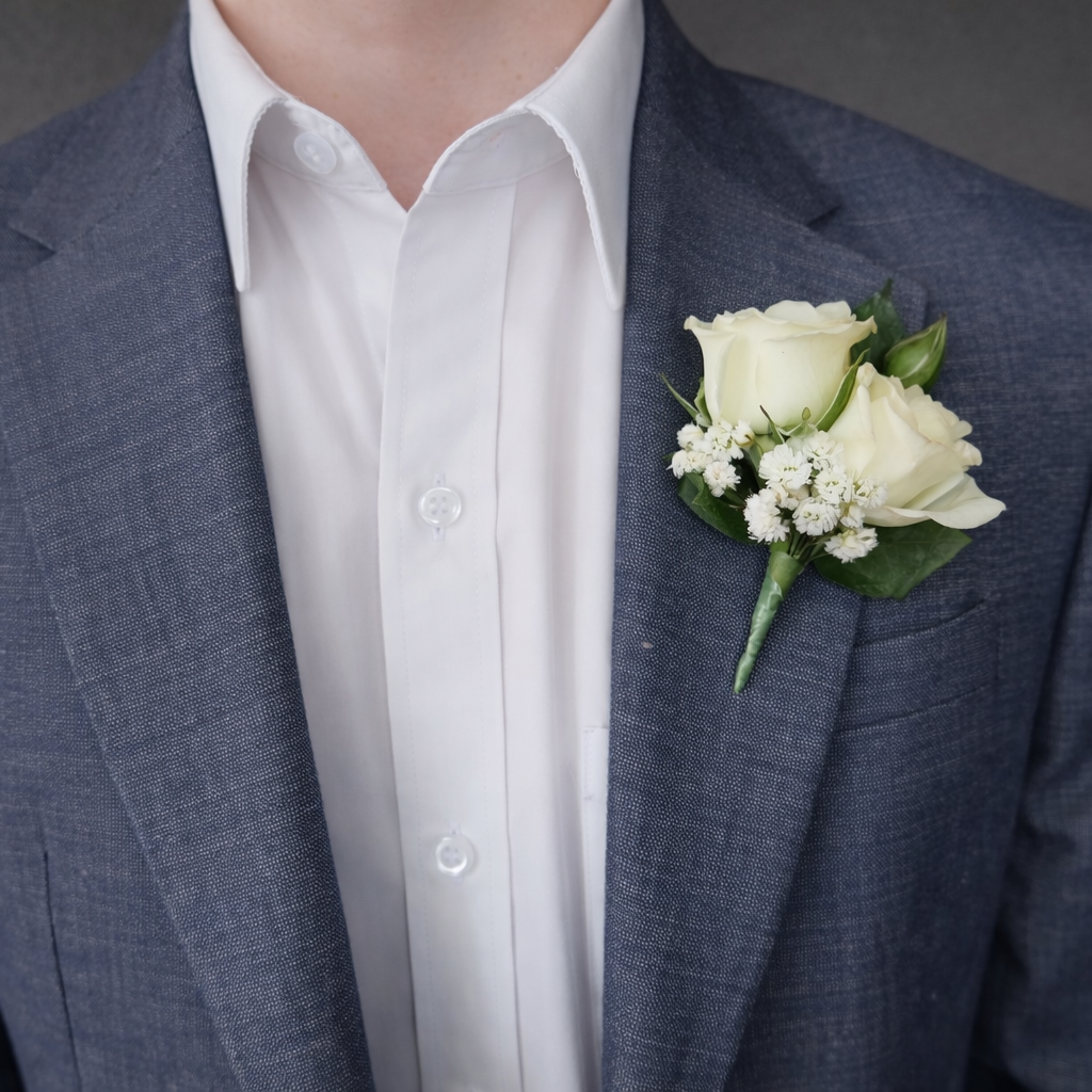 White Buttonhole (Boutonnière) – Baby’s Breath