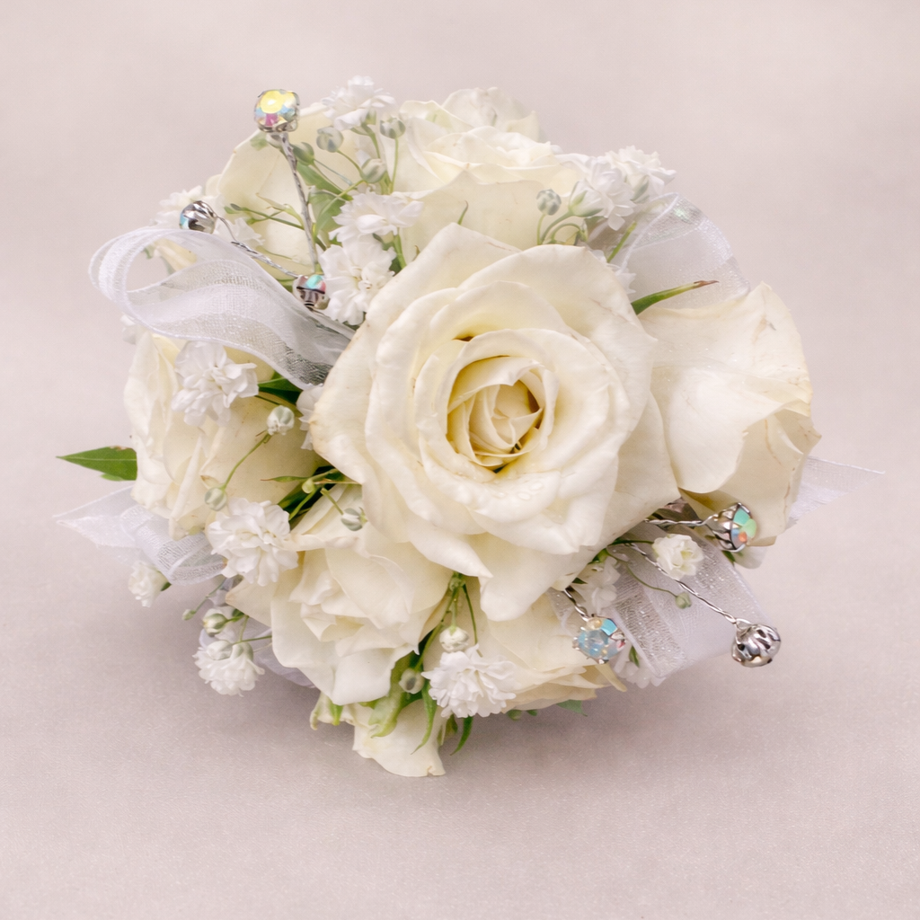 Signature White Rose Wrist Corsage