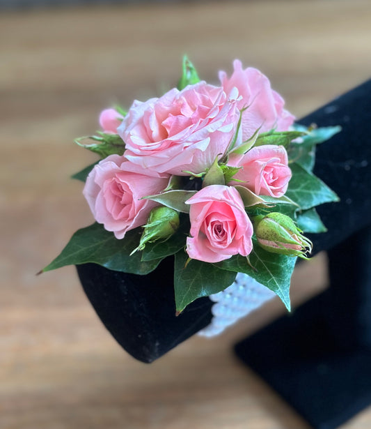 Blush Sprout Corsage & buttonhole set