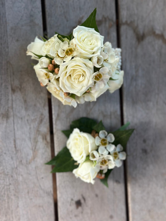Snow Spark Corsage & Buttonhole