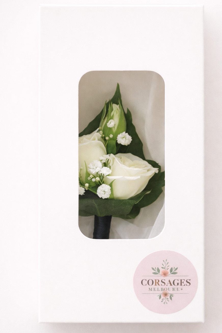 White Rose Buttonhole (Boutonnière)