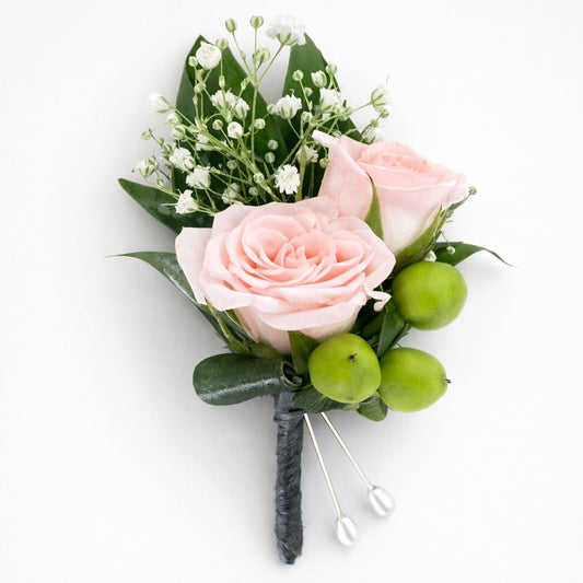 Blush Rose Buttonhole (Boutonnière)