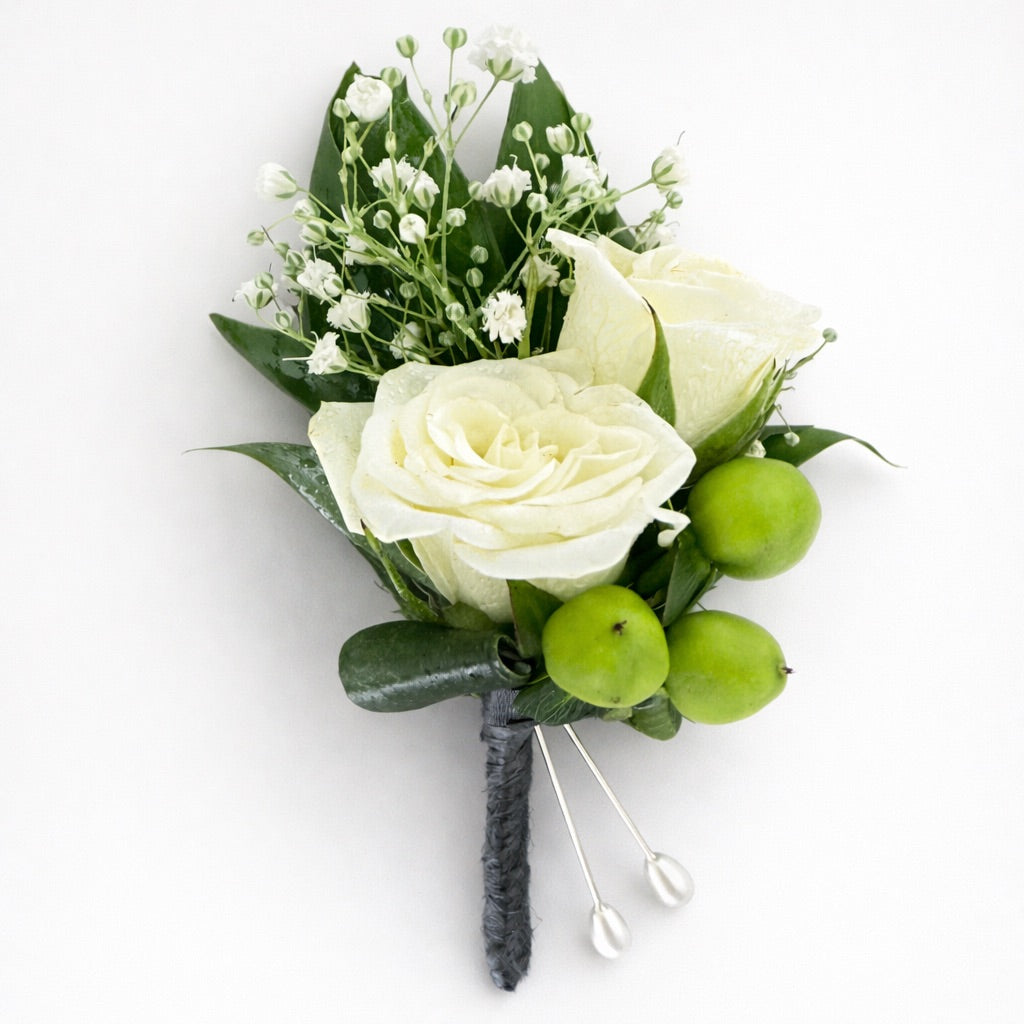 White Rose Buttonhole (Boutonnière)
