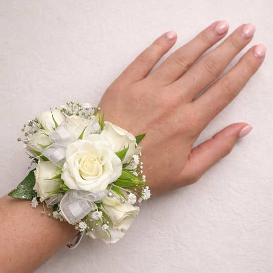 Signature White Rose Wrist Corsage