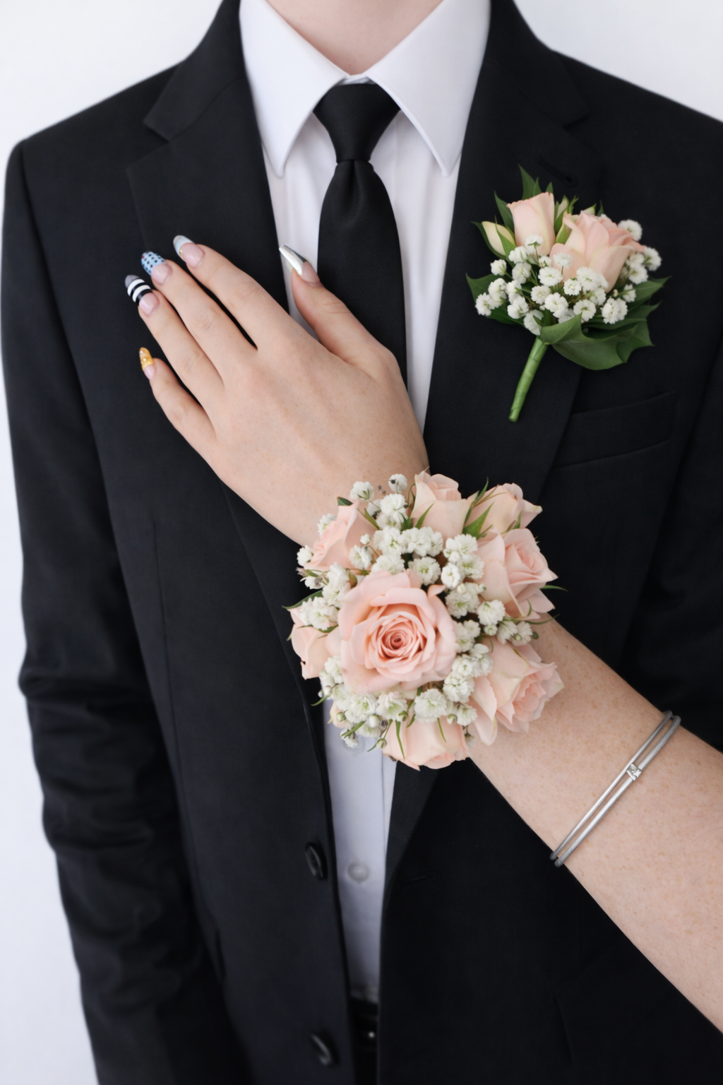 Pink Corsage & Buttonhole Set – Baby’s Breath