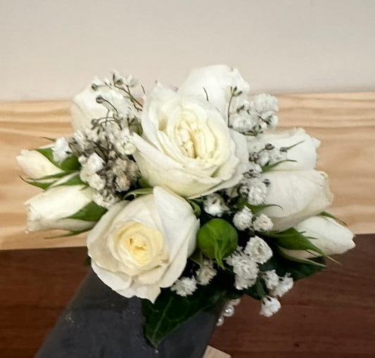 Snow Puff Corsage & Buttonhole